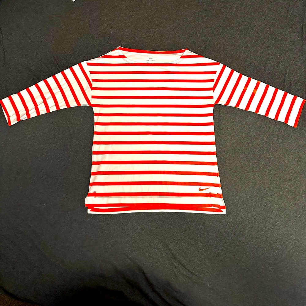 Nike Dri-Fit 3/4 Sleeve Women’s Size XS (Mandarin/White striped)